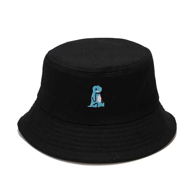 

2021 New Men and Women Bucket Hat Cute Little Cartoon Dinosaur Panama Hat Outdoor Recreational Sunshade Cap Unisex Fishing Hats