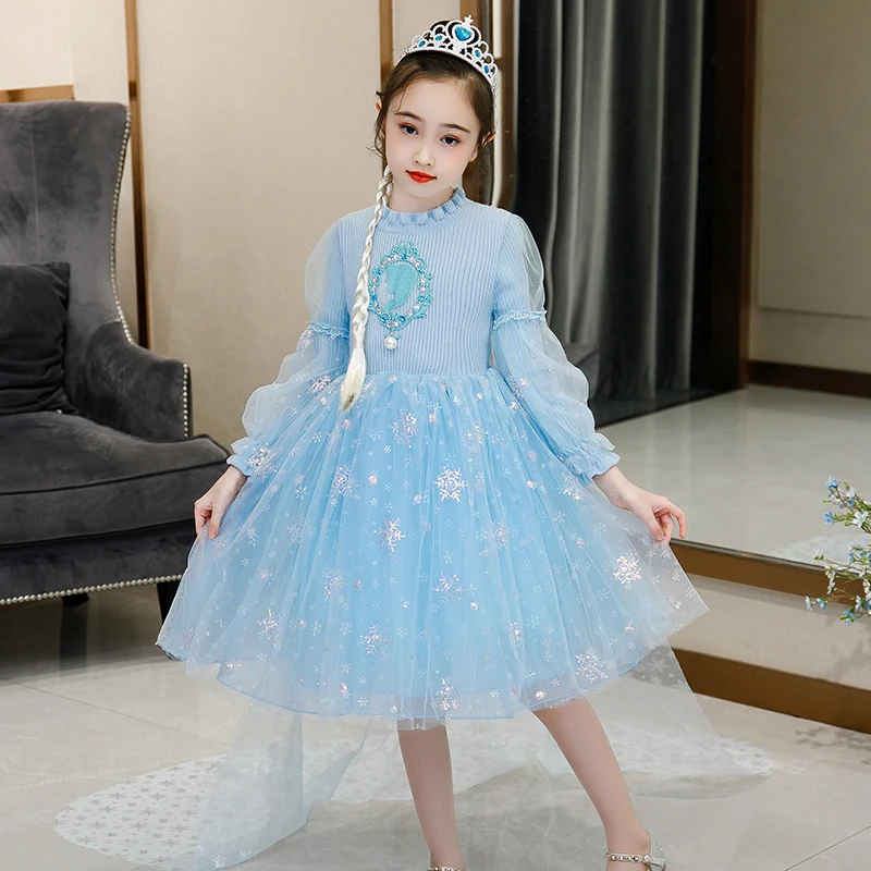 2020 платье Эльзы для девочек новое принцессы рождественского косплея костюм Анны