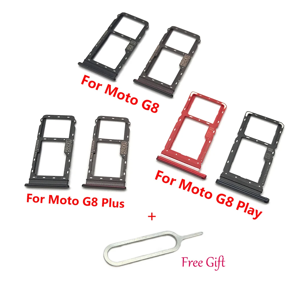 

2Pcs/Lot，New SIM Card Tray Slot Holder With SD Card Adapter Replacement Parts + Pin For Motorola Moto G100 G60S G8 Plus Play