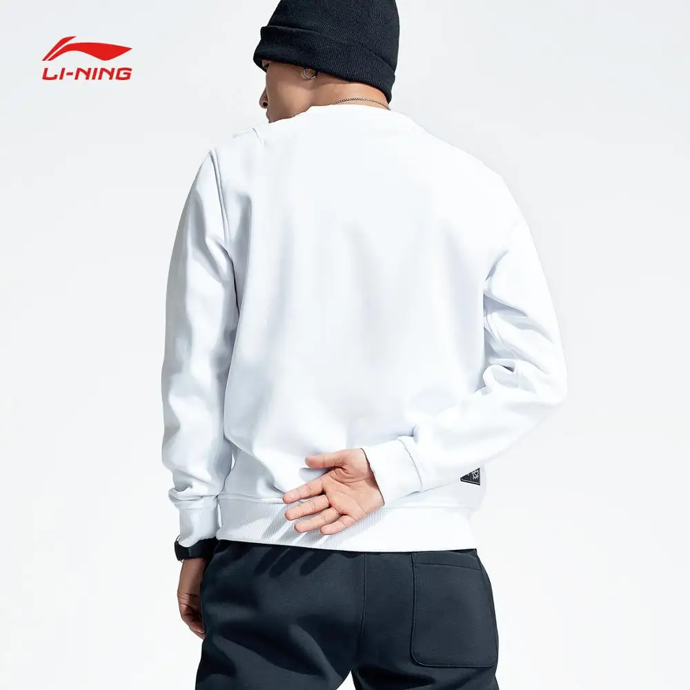Li-Ning Мужская трендовая толстовка с капюшоном, теплая, 66% полиэстер, 34% спандекс, обычная посадка, с принтом, на подкладке, спортивный свитер AWDN805 MWW1449
