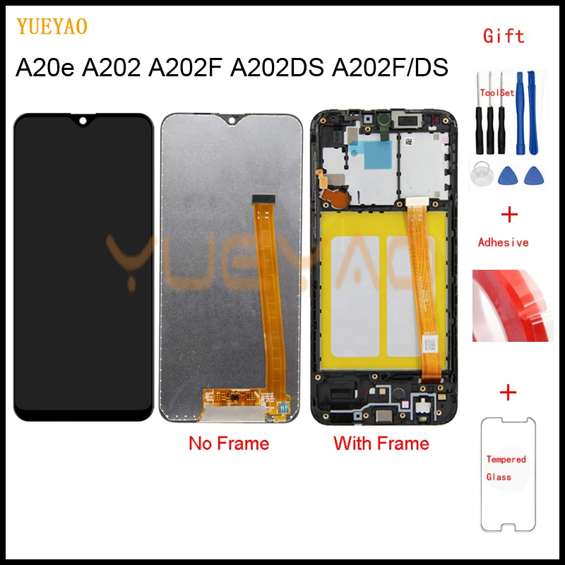 Оригинальный ЖК-экран для Samsung A20e ЖК-дисплей A202 A202F A202DS с сенсорным дигитайзером в