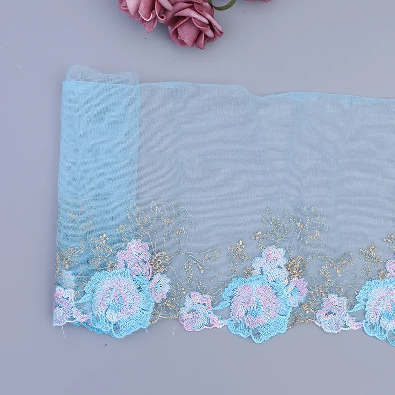 

2Yards Mesh LaceTrim Dress Wedding Pink Blue Lace Ribbon Fabric Applique Baby DIY Embroidered Sewing Craft 20cm Width