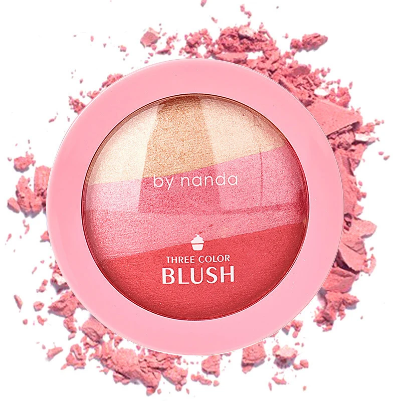 

Three-color Gezicht Blusher Perzik Cream Make Blush Palette Cheek Contour Blush Cosmetica Blusher Crème Makeup Rouge Tint Blush