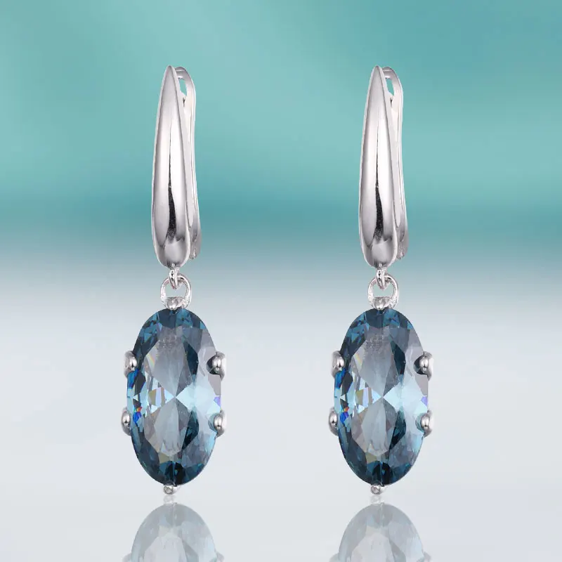 silver-blue MAIKALE классические серьги с цирконием кубической огранки для женщин слеза Зеленый Синий CZ Серьги Brincos корейская мода ювелирные изделия - Окраска металла: silver-blue
