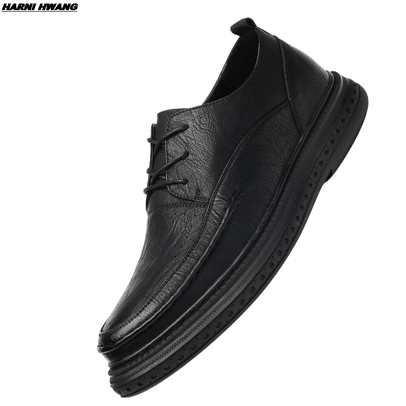 

Autumn Comfortable Office Fashion Men's Shoes Casual Moccasin Leather Flat Shoes Lace-up Oxford Work Shoes Men's Formal Shoes