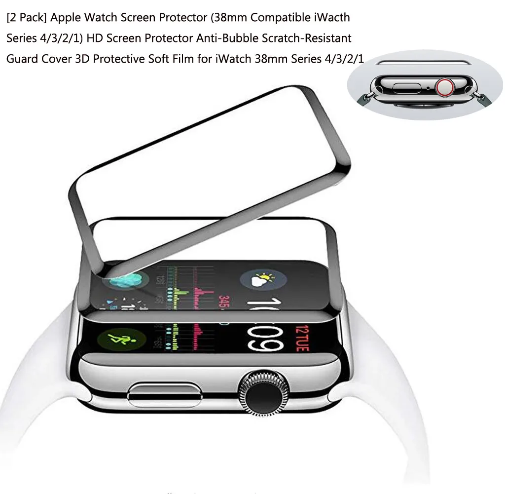 Экран протектор для наручных часов Apple Watch 4/3/2/1 Смарт часы 3D с обмоткой эластичной
