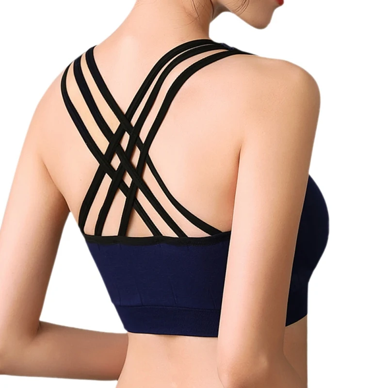 

1 PCS Women's U Neck Breast Support Back Cross Sling Sports Bra High Elastic Shockproof Breathable Running Bra Underwear
