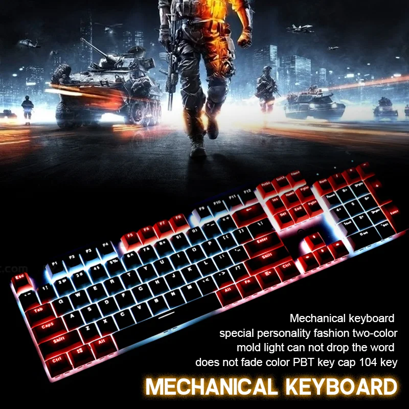 

Mechanical keyboard 104-key Special Personality Fashion Two-color Mold Translucent And Non-fading Color PBT Keycap