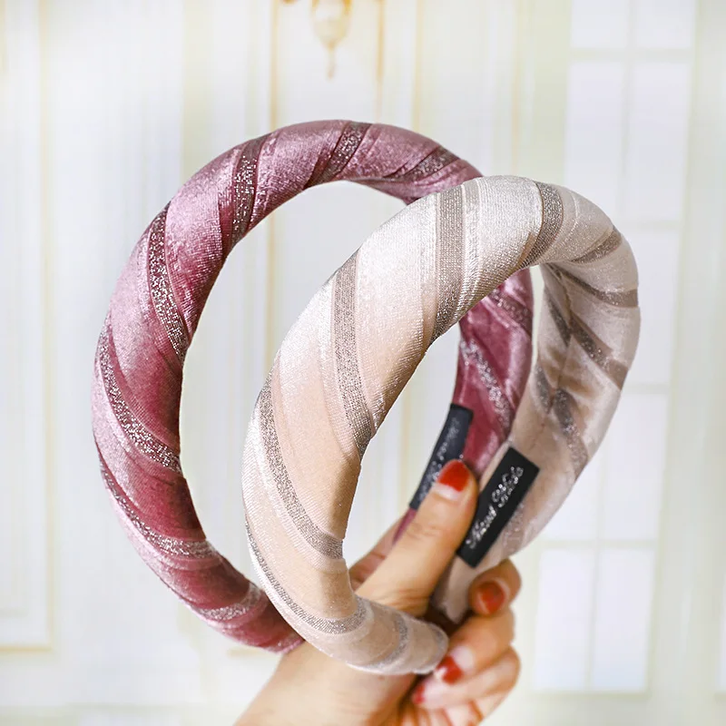 Модные толстой подошве из бархата с головными повязками повязки для волос женщин