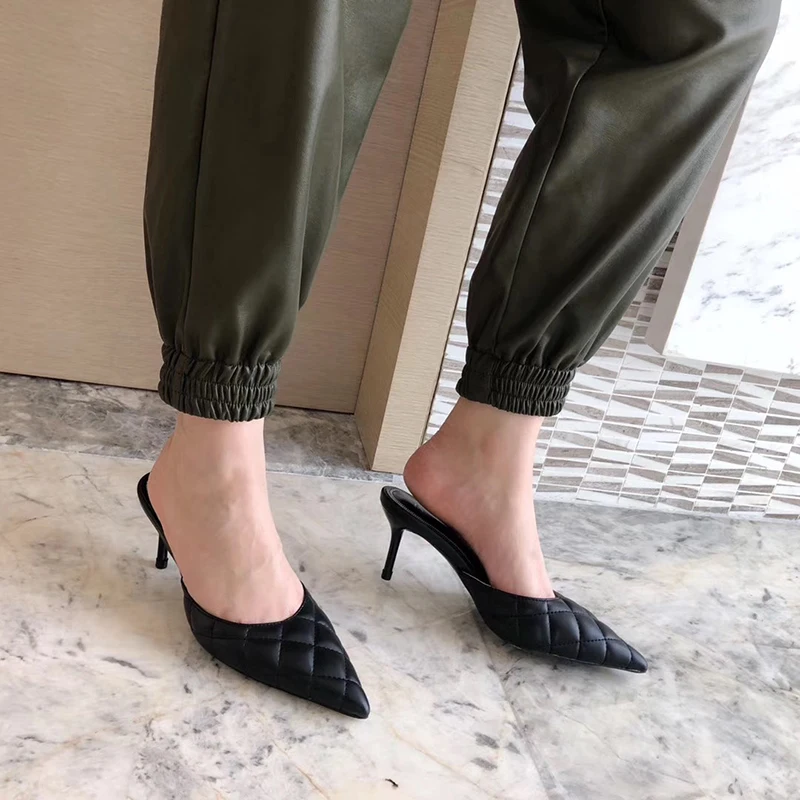 Шлепанцы женские без задника заостренный носок сланцы пикантные тапочки удобные