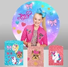Круглый фон jojo siwa, блестящий фон для Фотокабины для девочек, для дня рождения, вечеринки, покрытие для стола