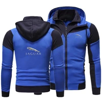 jaguar car 2021 mens fashion double zip hoodie spring autumn jacket hooded jacket casual zipper sweatshirt mens sportswear1