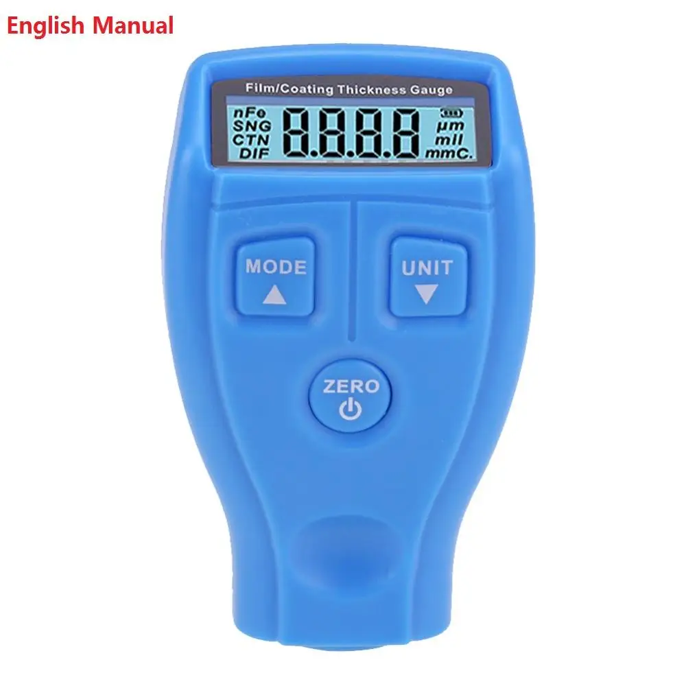 Blue English GM200 цифровой автомобильный измеритель толщины краски Авто металлическое покрытие лак для черных толщиномер тестер тоньше краски метр тестер - Цвет: Blue English