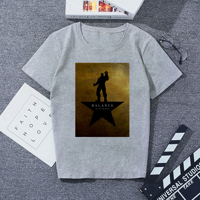 2679833 Футболка с принтом серая Повседневная Уличная мода футболки |