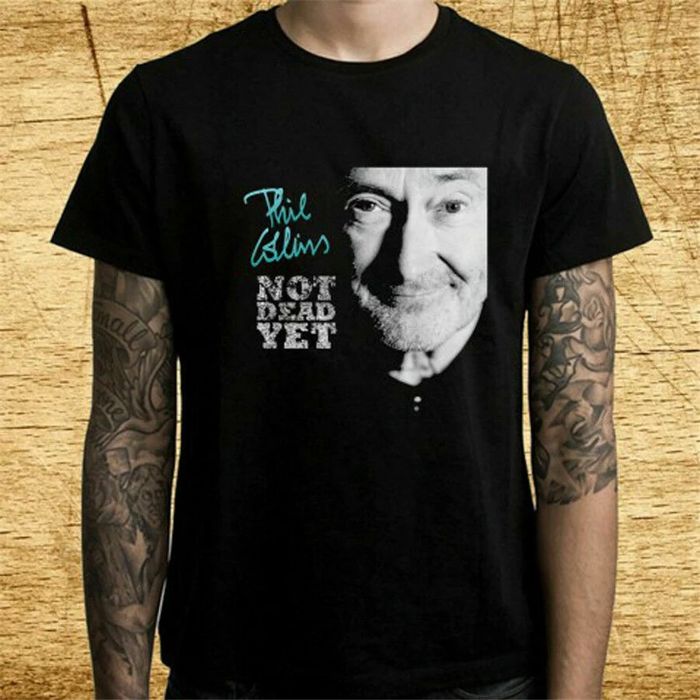 Phil Collins Not Dead но концертный логотип Мужская черная футболка размер S M L XL 2XL 3XL с