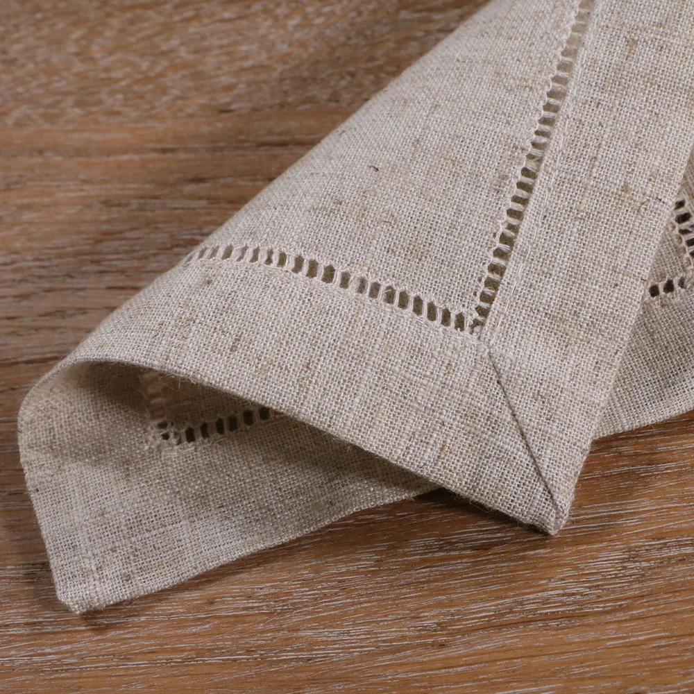 Фото Салфетки для коктейлей N038-6 Natural Flaxen, 12 штук, 6x6 дюймов, с вышивкой в виде лестницы, подходят для персонализированной вышивки и печати, а также в качестве подставок под кружки. №3