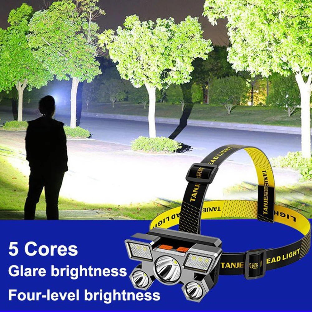 Portable LED Headlight 5 Light Sources Ultra Bright high power Rechargeable flashlight Headlamp super for Camping | Лампы и освещение