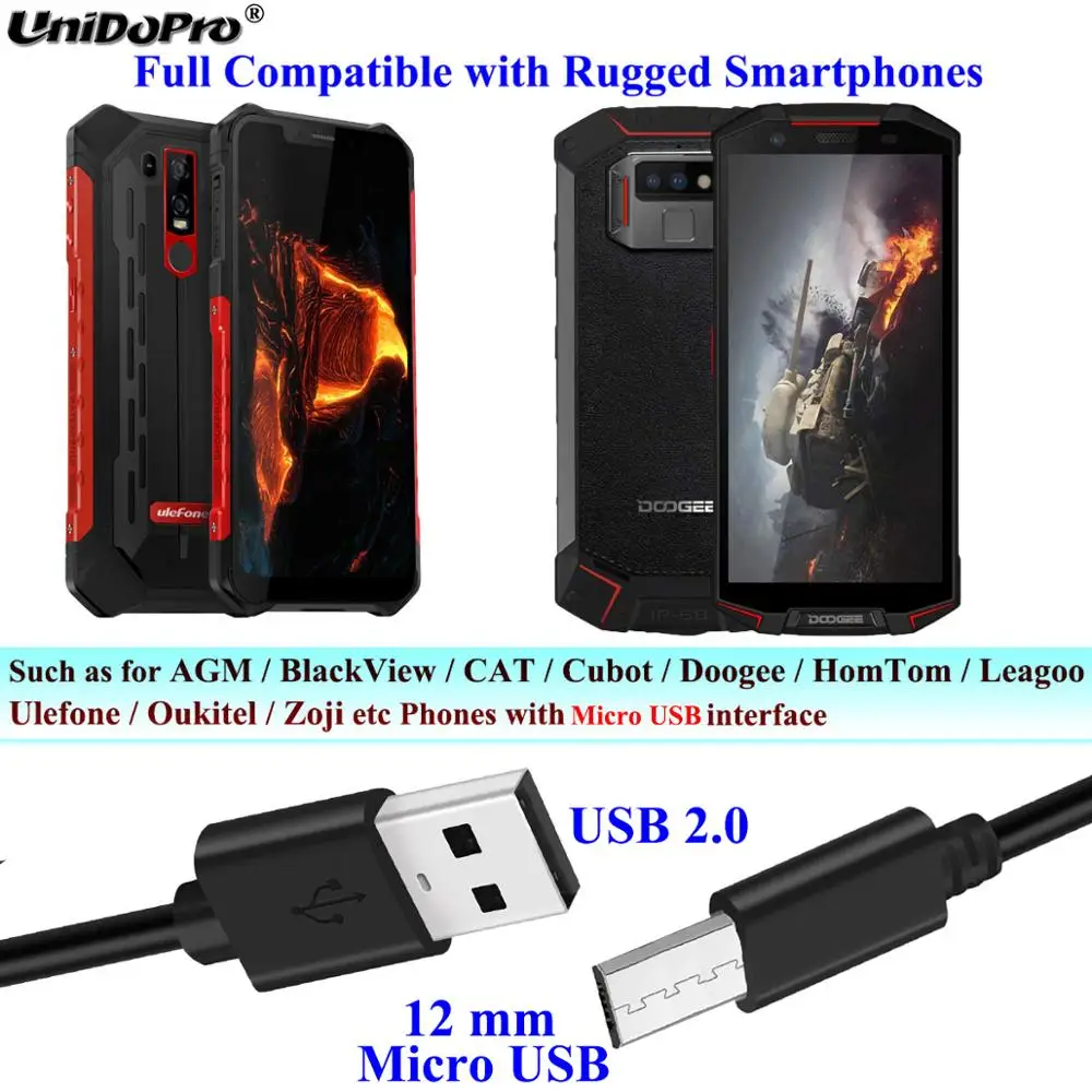 12 мм Удлиненный кабель зарядного устройства микро usb для AGM Blackview Cat Oukitel Doogee Leagoo Nomu