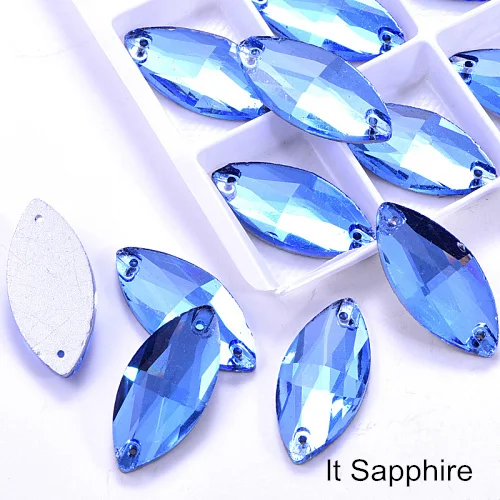 light Sapphire Многие Цвета лошадиный глаз пришить стразы маркиза, головастой формы лист с украшением в виде кристаллов Стекло пришить стразы свадебное платье Y1651 - Цвет: light Sapphire
