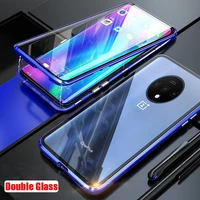 double sided glass magnetic adsorption case for oneplus 7t pro 7 6t 8 360 full protection metal bumper for one plus 7t 7 8 nord
