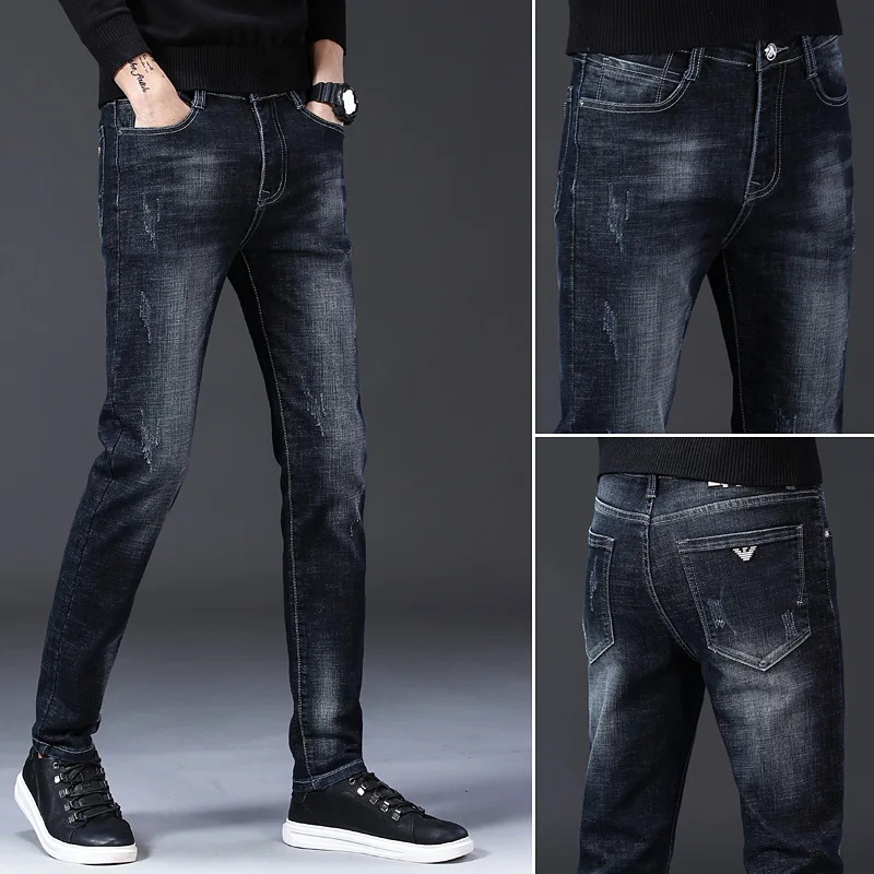 

Lluren International Brand Foreign Trade Men's Clothing Korean Slim Fit Slimming Ankle Tight Pants Thick Stretch Youth