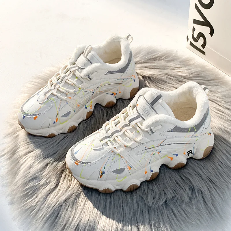 

Chunky Sneakers 2020 New Arrival White Shoes Woman Sneakers Zapatillas Mujer Girls Plus Velvet Warm Casual Shoes Tenis Feminino