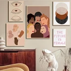 Постер феминистский на холсте в стиле бохо, абстрактная линия, с изображением лица, девушки, силы, Художественная печать, детская галерея, настенные картины для спальни, скандинавский Декор
