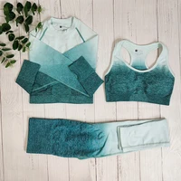 ombre sportswear women yoga outfit set fitness suit gym clothing sports set seamless athletic wear workout clothes for woman