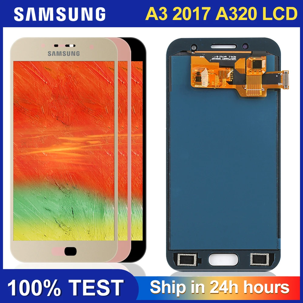 ЖК дисплей с регулируемой яркостью для Samsung Galaxy A3 2017 A320 A320F A320M сенсорным экраном и