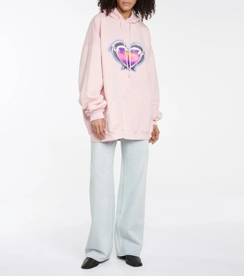 

Vetements High Street Love Dolphin Pattern Large Outline Pink Hoodie Winter Vetements Leisure Hooded