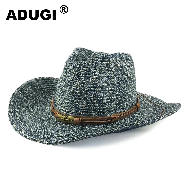 Соломенная шляпа ADUGI для мужчин и женщин популярная летняя Панама от солнца с
