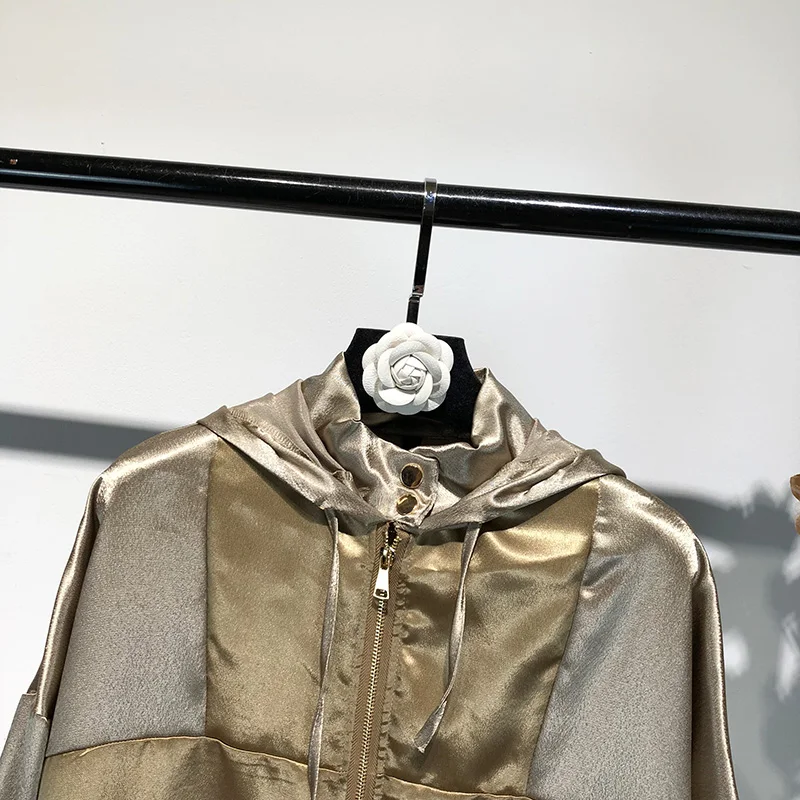 Gplus зимние повседневные брюки костюм женский спортивный пэчворк атласная куртка