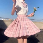 Модная школьная форма, плиссированная юбка в Корейском стиле, весна-лето, с высокой талией, в стиле колледжа, для студентов, школьная плиссированная юбка