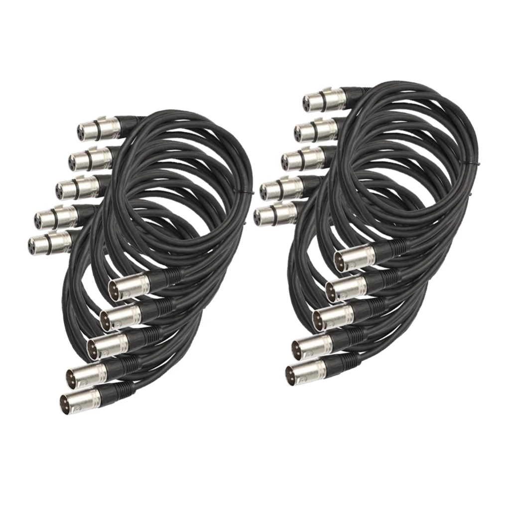 

10x Черный XLR микрофонный кабель, 6 футов зарядный кабель с разъемом папа женский сбалансированный 3-контактный микрофонные кабели