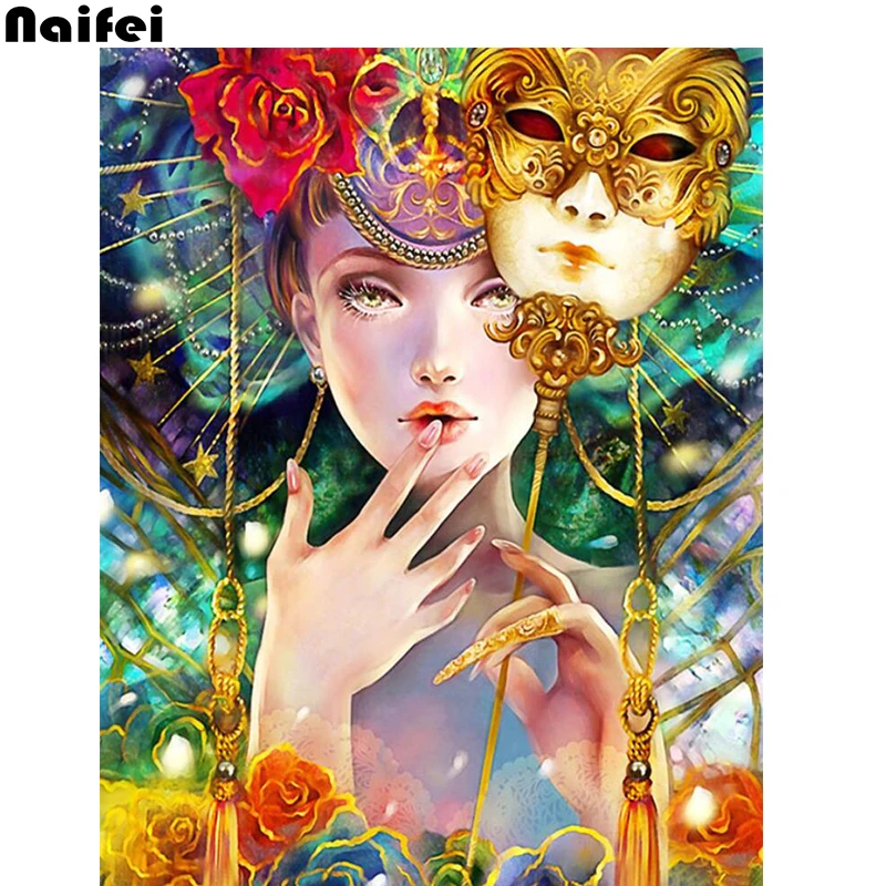 5d DIY Алмазная вышивка принцесса маска круглая квадратная мозаика из горного