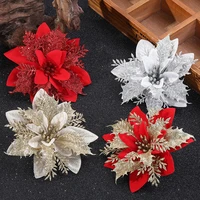 17 styles glitter christmas flowers merry christmas ornaments christmas tree decorations for home new year wedding party decor