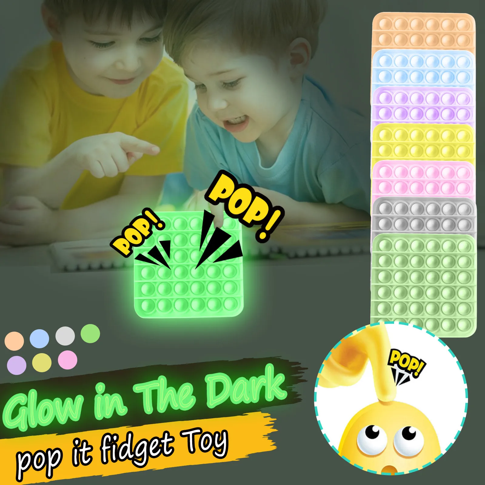 

Unzip Toys Glow in The Dark Popit Pop It Fidget Silicone Toys Anti Stress Relief Luminous Toy Push Pop Bubble Fidget Figet