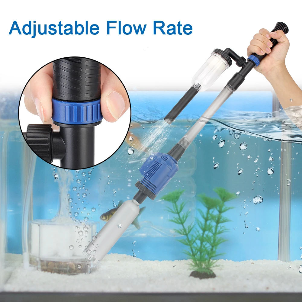 Aquarium Siphon Operated Cleaner Fish Tank Sand Washer Electric Filter Vacuum Gravel Water Changer US Plug |