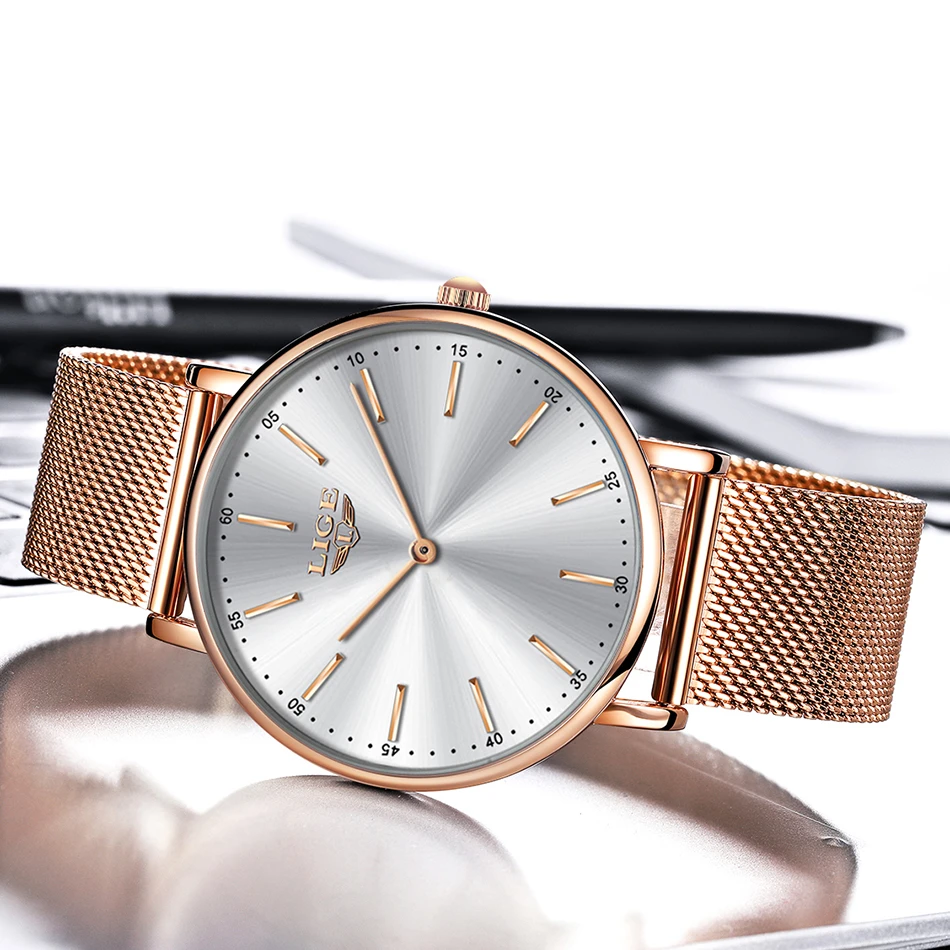 LIGE 2020 Fashion Mens Watches Top Brand Luxury Quartz Watch Men Casual Slim Mesh Steel Waterproof Sport Relogio Masculino | Наручные