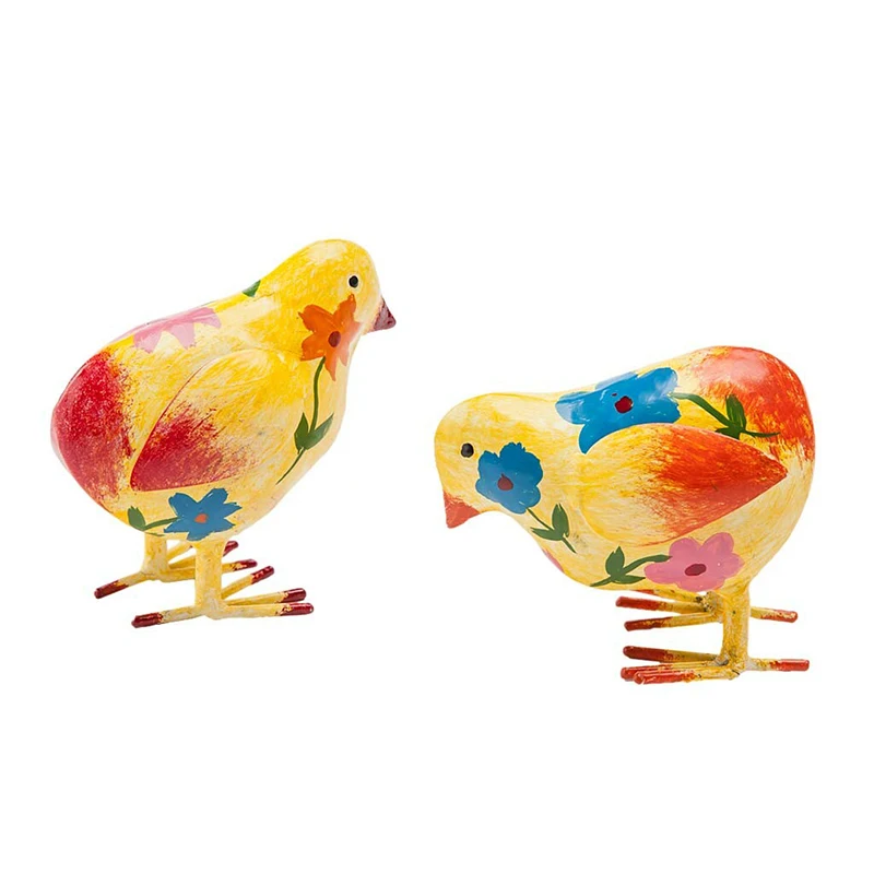 

Folk Art Painted Metal Hen Statue Garden Colorful Sculpture Yard Lawn Outdoor Decor LBE