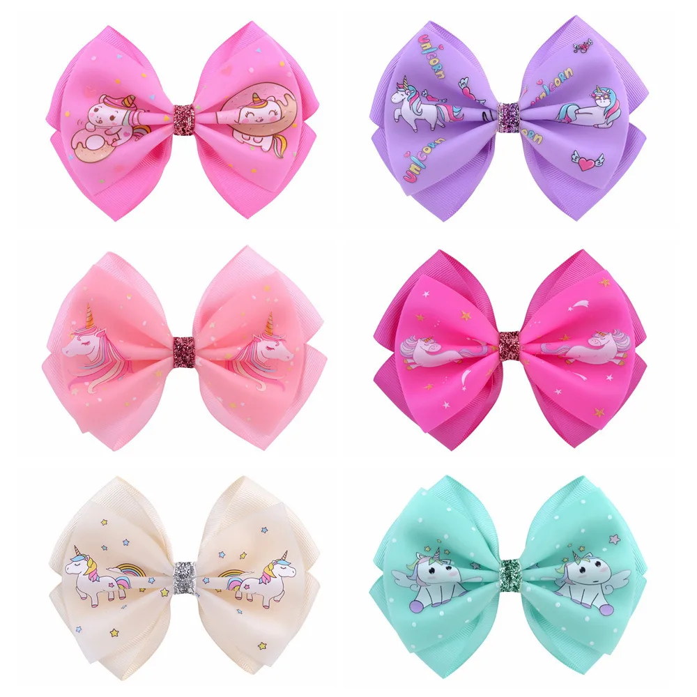 Заколки для волос с бантом в виде единорога 12 шт.| |