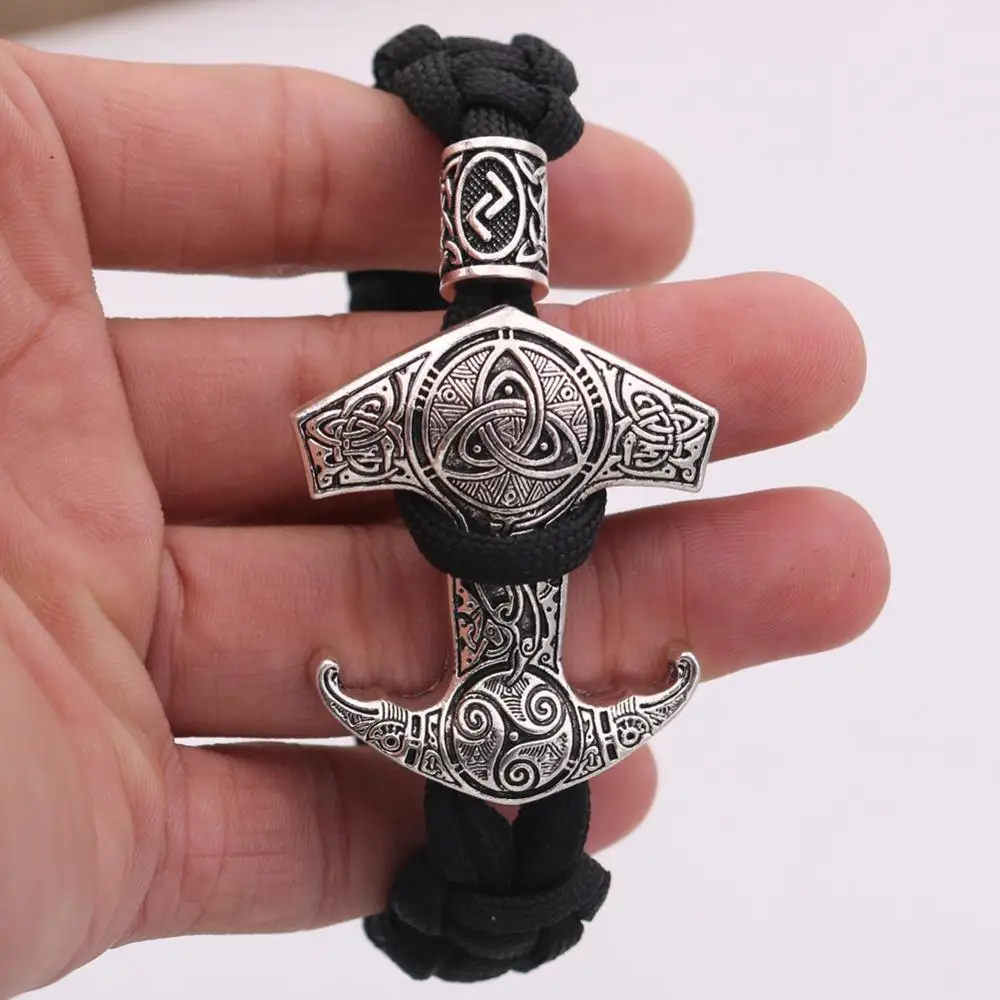 Viking мужской черный веревочный Плетеный Древний браслет Скандинавская мифология