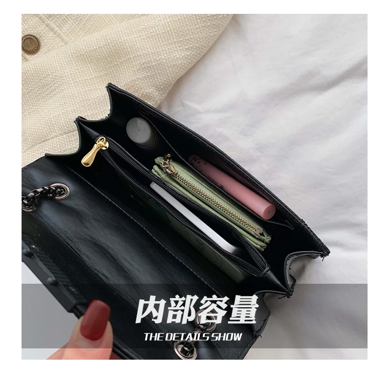 

2021 Simple Fashion Shoulder Bag Lady Luxury Small Handbags Rivet Chain Brand Designer PU Leather Crossbody Bags For Women