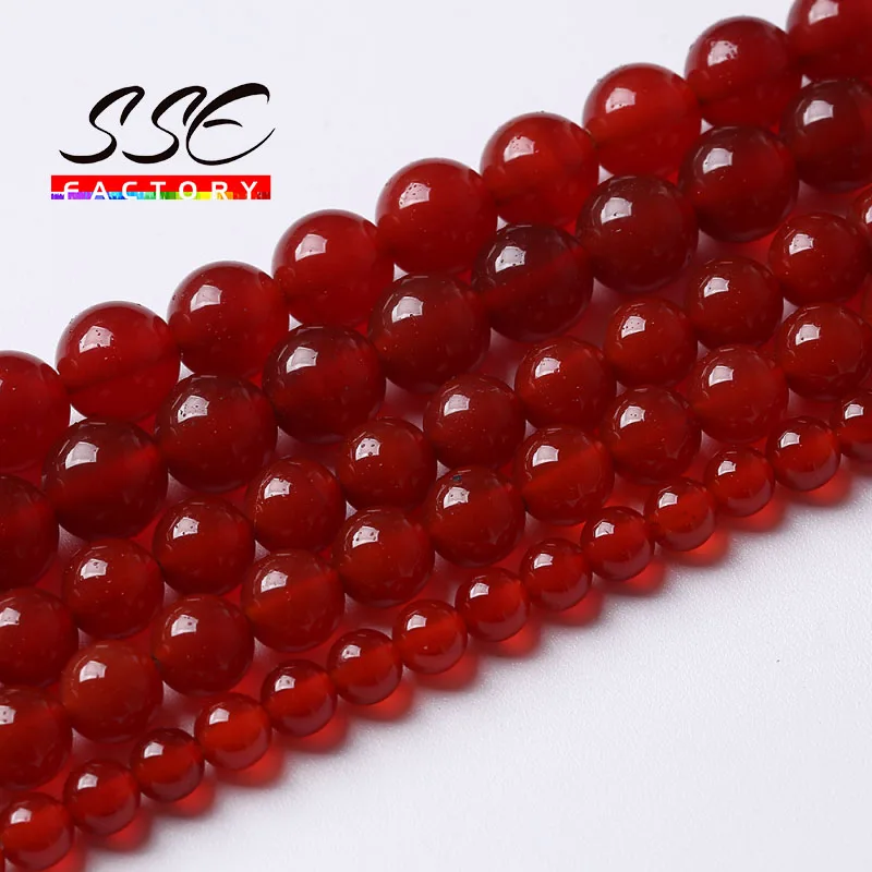 A+ Natural Red carnelian Agates Stone Beads For Jewelry Making Round Loose Onyx Beads DIY Bracelet Accessories 4 6 8 10 12mm 15"