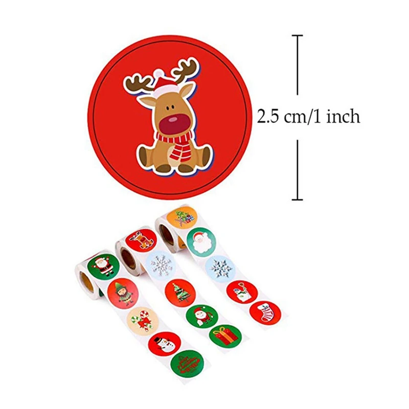 

500PCS/Roll 1 Inch Stickers Christmas Favors Stickers Gift Sealing Labels Party Favors Gift Bag Sticker Festival Favor Supplies