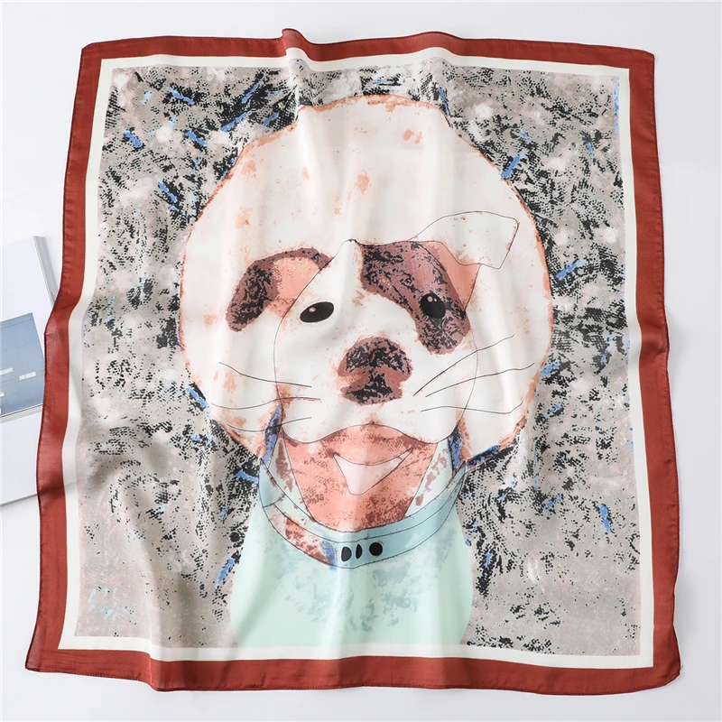 Женские шарфы для волос шелковый шарф шеи Женская Бандана с принтом 70 см