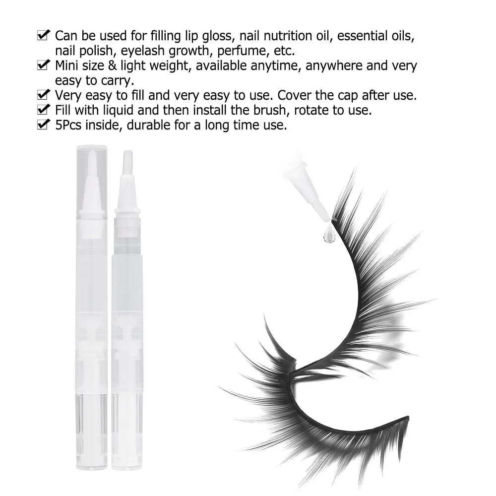 5 шт. 3 мл пустая прозрачная ручка для макияжа косметический контейнер блеск губ