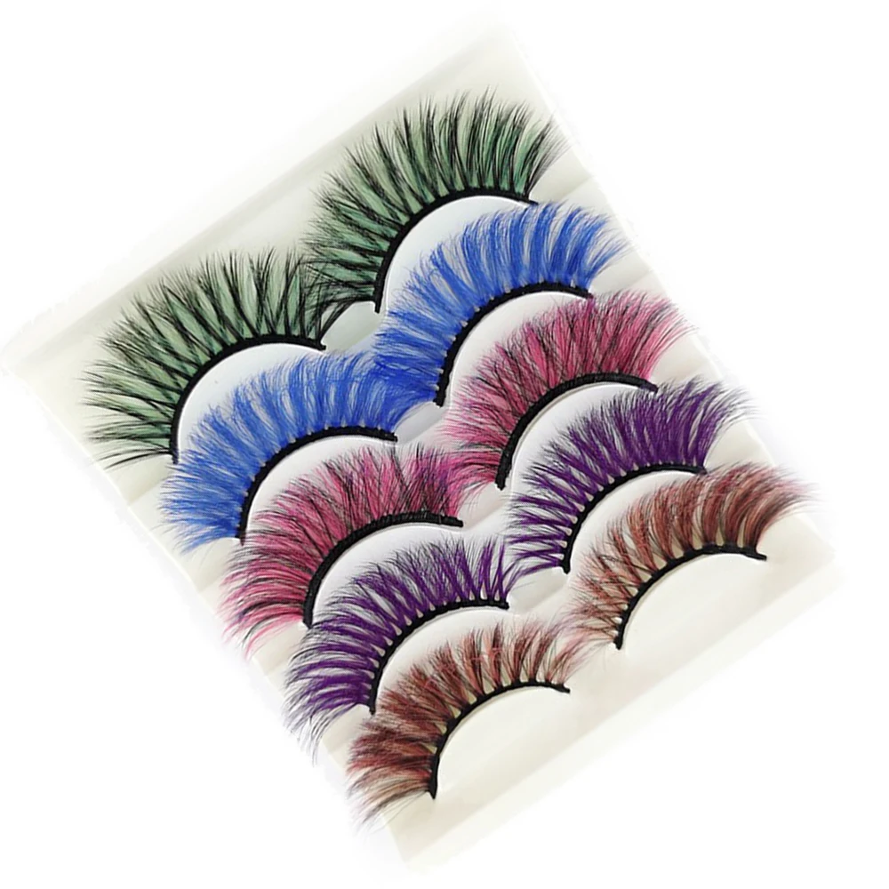 

5 Pairs 3D Mink False Eyelashes Natural Long Thick Fluffy Colorful Lashes Women Eye Extension Beauty Makeup Tools