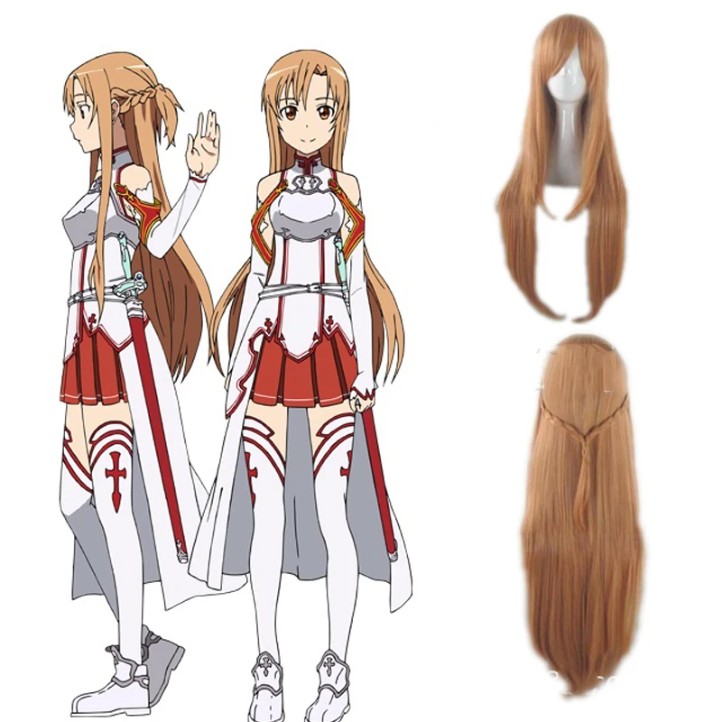 

Anime Sword Art Online Asuna Yuuki Dress Cosplay Costumes Uniform for Halloween SAO Asuna Battle Suit Outfits Full Set with Wig