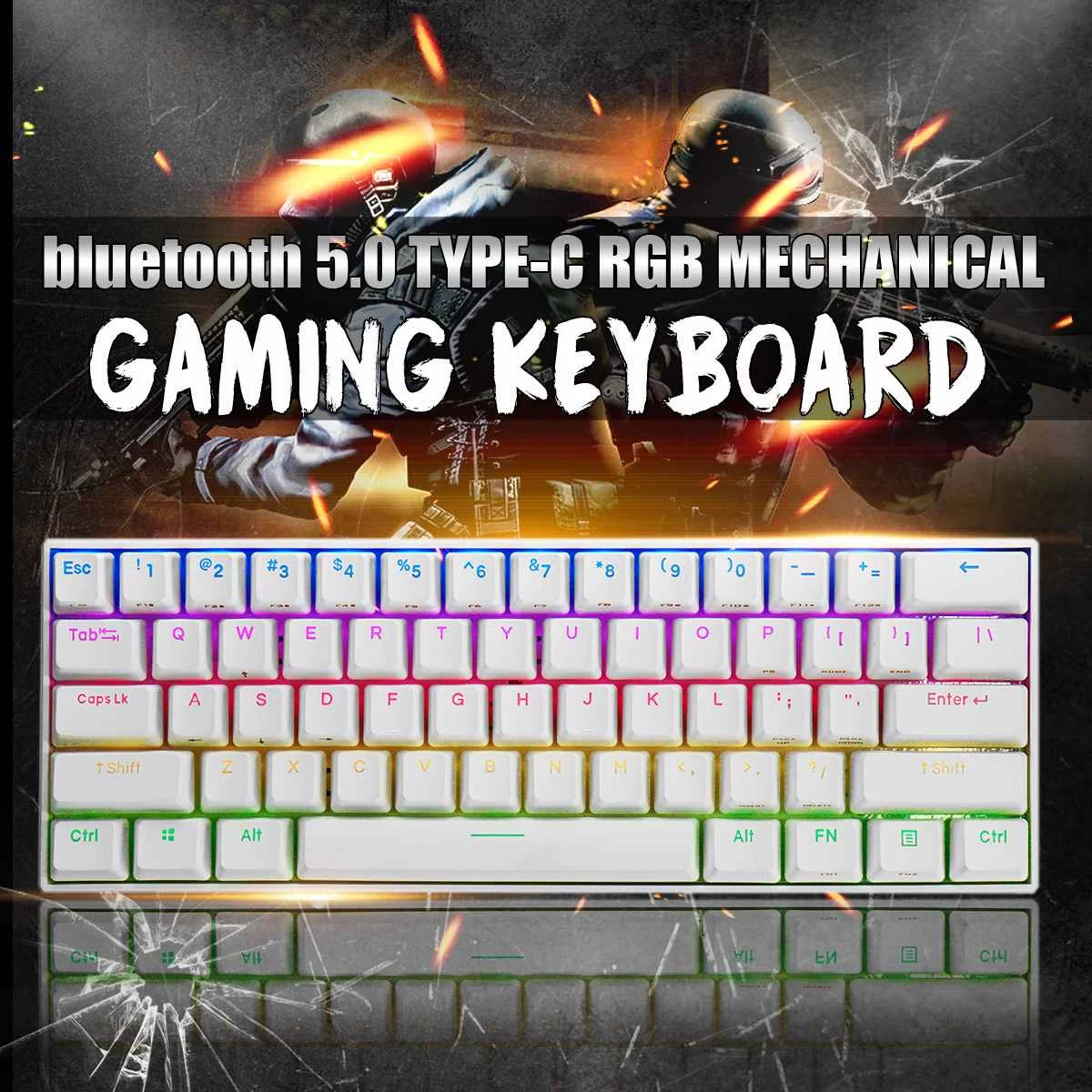 

FEKER 60% NKRO 61 клавиши Механическая игровая клавиатура bluetooth 5,0 Type-C RGB PBT Keycap Outemu переключатели для механической клавиатуры